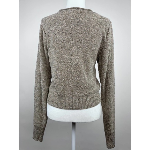 Free People Going for Gold Faux Wrap Sweater Metallic Large - Picture 9 of 12